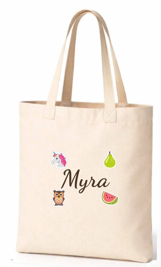 Basic cotton tote with the name Myra